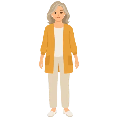 Illustration d'une femme d'une soixantaine d'années, le personnage Maman.