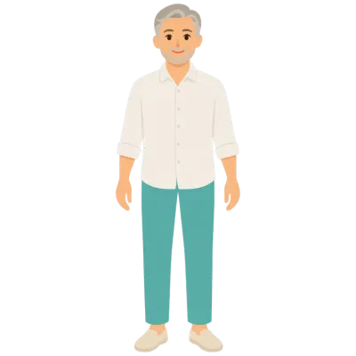 Illustration d'un homme d'une soixantaine d'années, le personnage Papa.